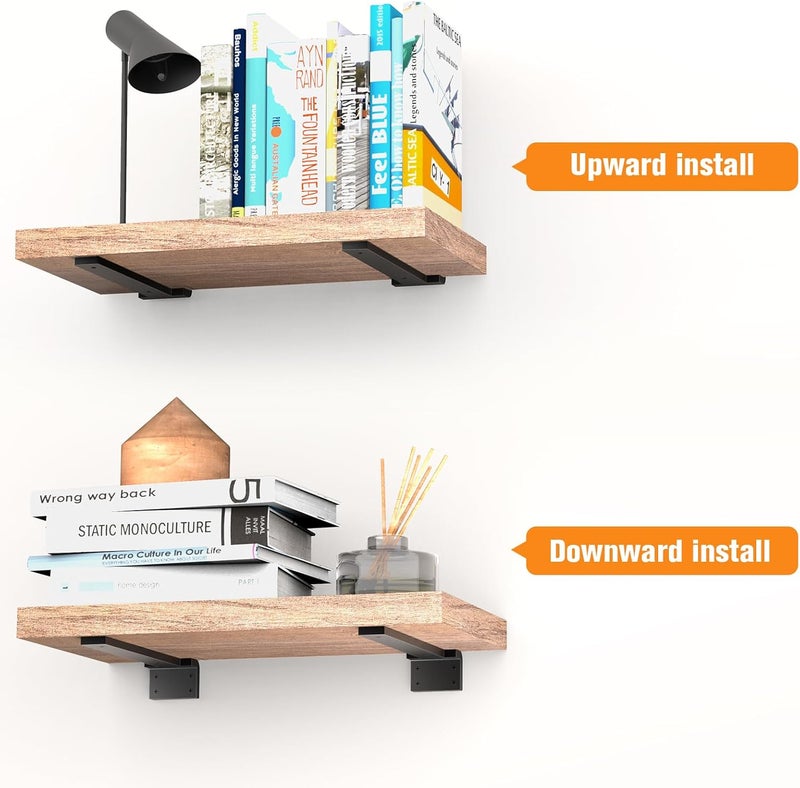 Aunulahca Floating Shelf Brackets 6 inch 6 Pack L Brackets for Shelves Black Metal Heavy Duty Shelf Bracket for DIY Decorative with Mounting Hardware - Image 5